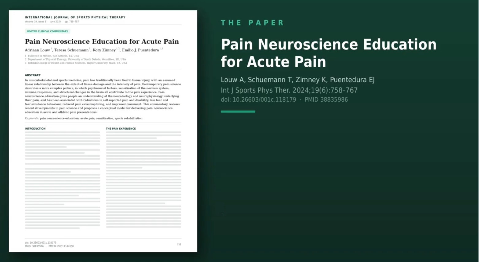 Educational material inside the program covering pain science, recovery, and modifications
